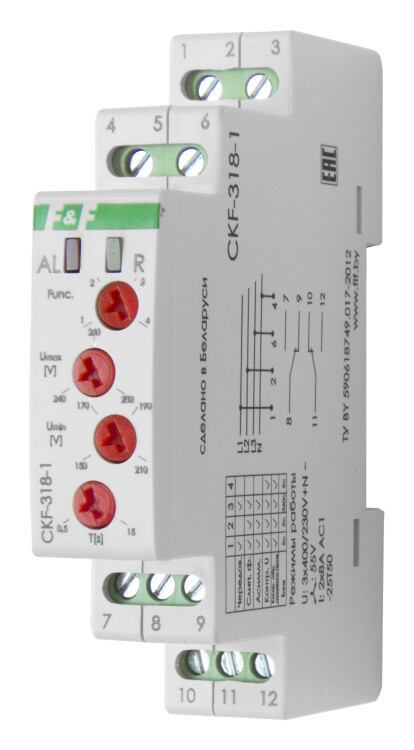Реле контроля фаз CKF-318-1 монт. на DIN-рейку, 1 модуль