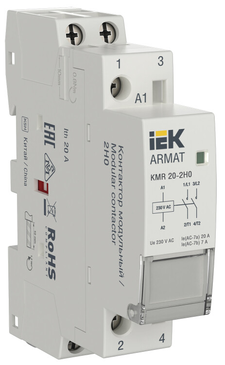 Контактор модульный KMR 20А 230В AC 2НО ARMAT IEK