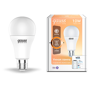 Лампа Светодиодная Gauss Smart Home DIM E27 A60 10 Вт 2700К 1/10/40