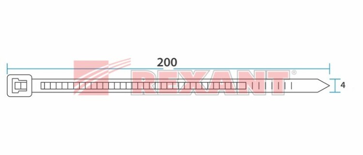 Стяжка кабельная (хомут)  200 х 3,6 мм (уп.=100шт)  REXANT