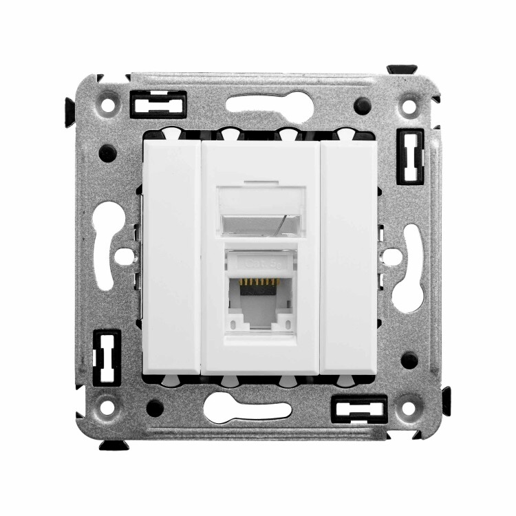 Компьютерная розетка RJ-45 в стену, кат.5e одинарная, "Avanti", "Белое облако"