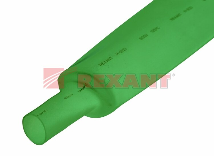 Трубка термоусаживаемая 50/25 мм  зеленая  REXANT