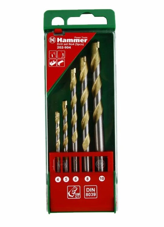 Набор сверл HAMMER Flex 202-904 DR  набор No4  4-10мм камень, 5шт.