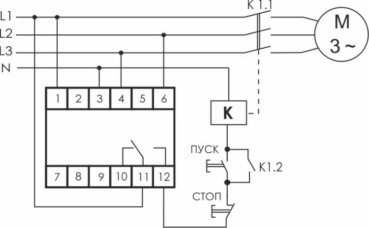 Реле контроля фаз CKF-317 монт. на DIN-рейке 35 мм, с регулировкой порога о