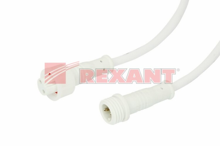 Соединительный кабель (2pin) герметичный (IP67) 2х0.35 мм? белый REXANT