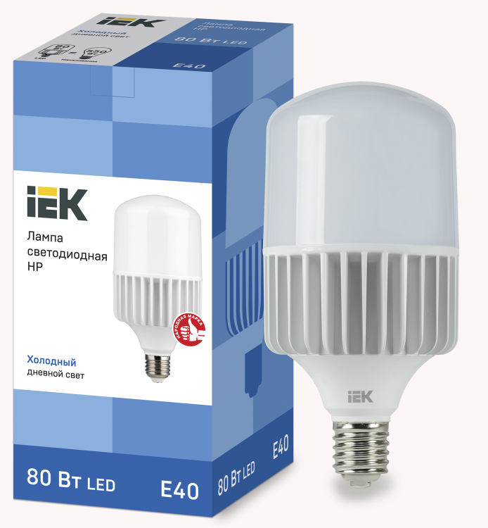 Лампа светодиод. (LED) Цилиндр Е40 80Вт 7200лм 6500К 230В матов. IEK