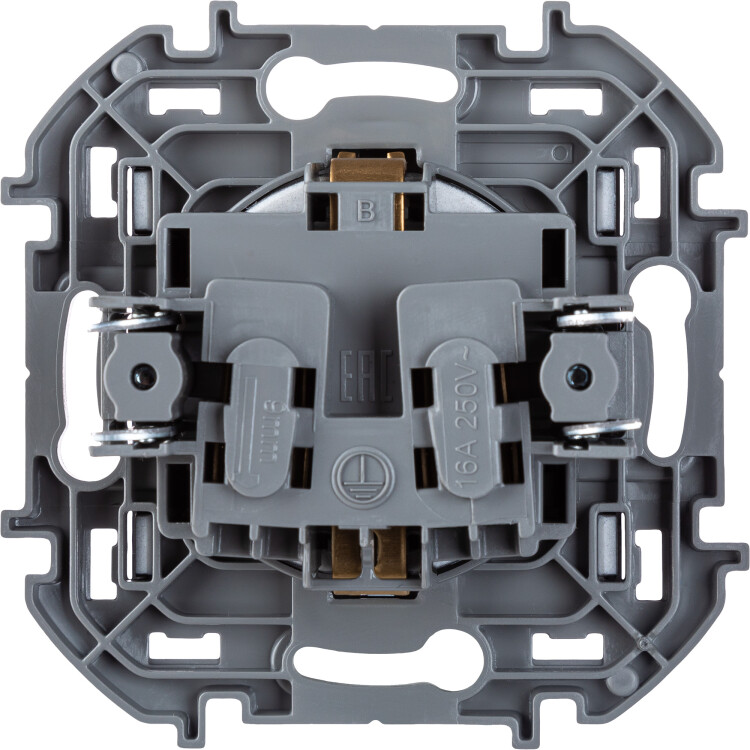 Розетка IP44 1-я (мех. с накл.) С/У с з/к (2P+E) 16А штор., крыш., антрацит, винт. Inspiria