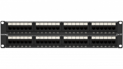 Патч-панель 19",2U,CAT5E, 48 портов RJ45, неэкранированная