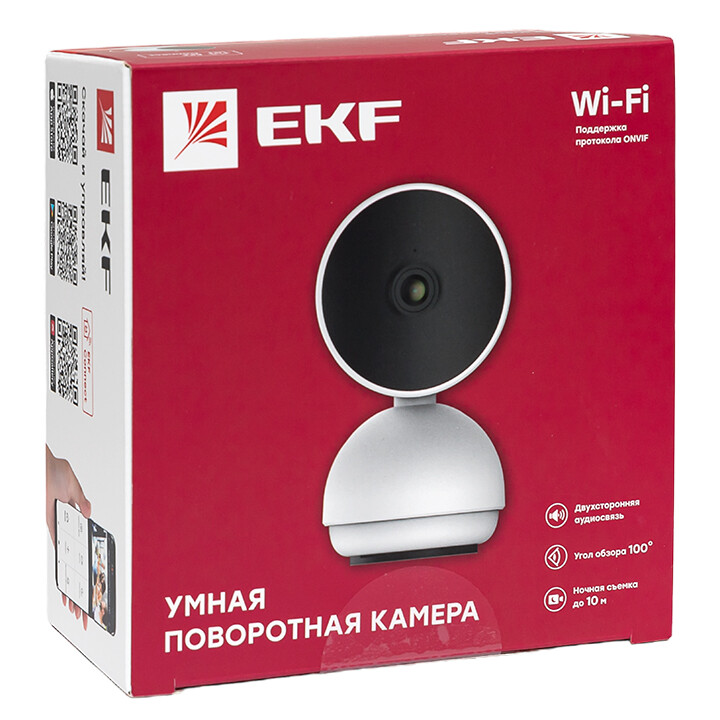 Камера поворотная умная Wi-Fi 2МП CMOS Full HD IP20 EKF Connect