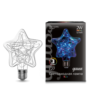 Лампа Gauss LED Vintage Star 2W E27 115*155mm RGB 1/5/40